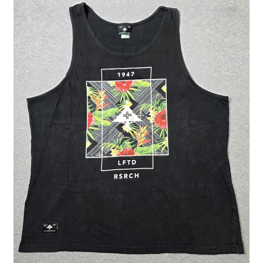 Lifted Research Group Shirt Mens L Black Tropical Sleeveless Hip Hop Streetwear